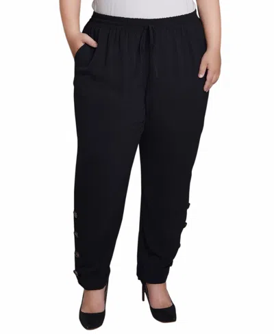 Ny Collection Plus Size Cuffed Long Pants In Black