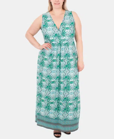 Ny Collection Plus Size Empire-waist Maxi Dress In Jade Villaret