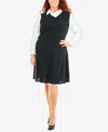 NY COLLECTION PLUS SIZE FIT & FLARE BLOUSE DRESS