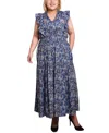 Ny Collection Plus Size Flutter Sleeve Midi Dress In Blue Reef