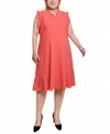 Ny Collection Plus Size Flutter Sleeve Scuba Dress In Coral