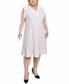 Ny Collection Plus Size Flutter Sleeve Scuba Dress In Ivory