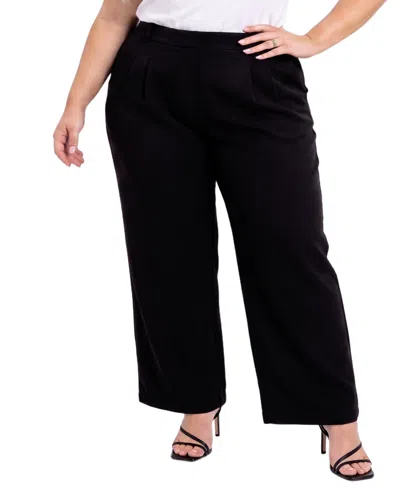 Ny Collection Plus Size High-rise Wide-leg Pull-on Pants In Black