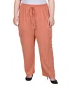 Ny Collection Plus Size Long Pull On Cargo Pants In Tawny Orange