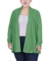 Ny Collection Plus Size Long Sleeve Cardigan Sweater In Green