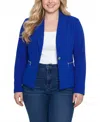 Ny Collection Plus Size Long Sleeve Crepe Blazer In Blue