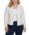 Ny Collection Plus Size Long Sleeve Crepe Blazer In White