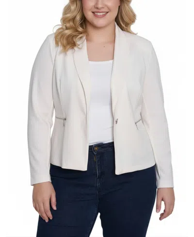 Ny Collection Plus Size Long Sleeve Crepe Blazer In White
