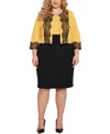 Ny Collection Plus Size Long Sleeve Ponte Cropped Jacket In Multi