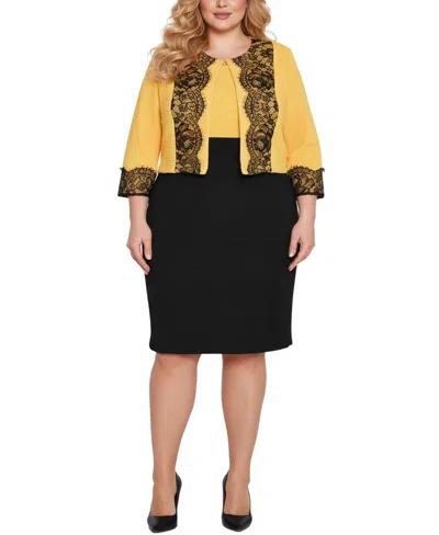 Ny Collection Plus Size Long Sleeve Ponte Cropped Jacket In Multi