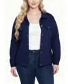 Ny Collection Plus Size Long Sleeve Ponte Jacket In Blue