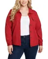 Ny Collection Plus Size Long Sleeve Ponte Jacket In Red
