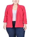 Ny Collection Plus Size Long Sleeve Scuba Crepe Jacket In Azalea