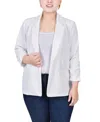 Ny Collection Plus Size Long Sleeve Scuba Crepe Jacket In White