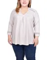 Ny Collection Plus Size Long Sleeve Swing Tunic Top In Light Taupe