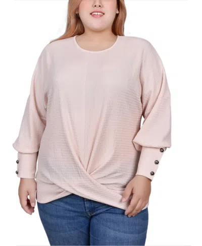 NY COLLECTION PLUS SIZE LONG SLEEVE TEXTURED KNIT TOP