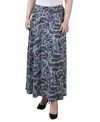 Ny Collection Plus Size Maxi A-line Skirt With Front Faux Belt In Blue Colorfil