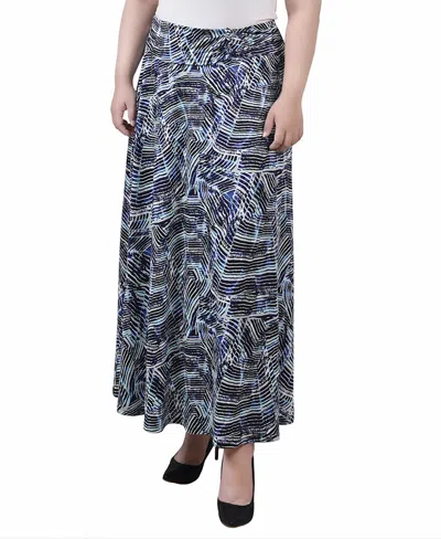 Ny Collection Women's Missy Maxi A-line Skirt With Front Faux Belt With Ring Detail In Multi
