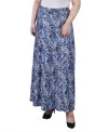 Ny Collection Plus Size Maxi A-line Skirt With Front Faux Belt In Blue Treetrunk