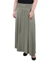 Ny Collection Petite Maxi With Front Faux Belt With Ring Detail A-line Skirt In Oil Green