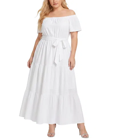 Ny Collection Plus Size Off The Shoulder Maxi Dress In White