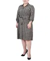 Ny Collection Plus Size Printed Shirt Dress In Black