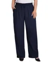 Ny Collection Plus Size Pull On Pants With Embroidery In Blue