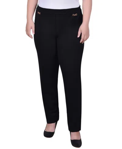 Ny Collection Plus Size Scuba Crepe Ankle Pant In Black