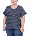 Ny Collection Plus Size Short Bell Sleeve Top In Blue