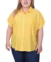 Ny Collection Plus Size Short Extended Sleeve Blouse In Yellow