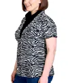 Ny Collection Plus Size Short Sleeve Cowl Neck In Black