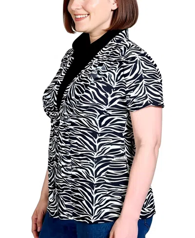 Ny Collection Plus Size Short Sleeve Cowl Neck In Black