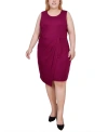 NY COLLECTION PLUS SIZE SLEEVELESS FAUX WRAP SKIRT DRESS