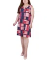 Ny Collection Petite Size Sleeveless Keyhole Dress With Hardware In Sunquilt