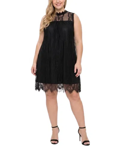 Ny Collection Plus Size Sleeveless Lace Dress In Black