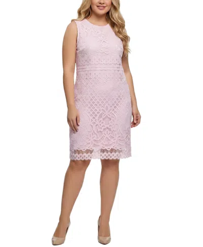 Ny Collection Plus Size Sleeveless Lace Dress In Pink