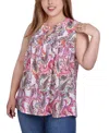 Ny Collection Plus Size Sleeveless Pintucked Blouse In Multi