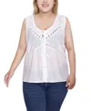Ny Collection Plus Size Sleeveless Tie Detail Top In Neutral