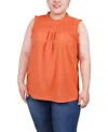 Ny Collection Plus Size Sleeveless Yoke Top With Ruffles In Nova Bindot