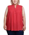 Ny Collection Plus Size Sleeveless Yoked Blouse In Chinese Red