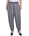 Ny Collection Plus Size Smock-waist Pants In Navy Striped Tiles