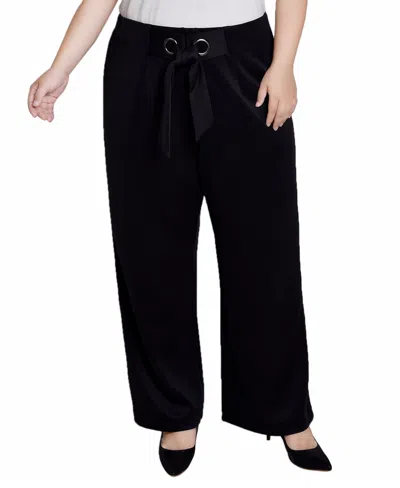 Ny Collection Plus Size Wide Leg Grommet Pants In Black