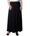Ny Collection Plus Size Wide Yoked Maxi Skirt In Black