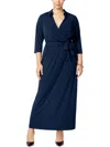 NY COLLECTION PLUS WOMENS FAUX-WRAP A-LINE MAXI DRESS