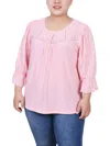 NY COLLECTION PLUS WOMENS FLORAL PRINT BLOUSE