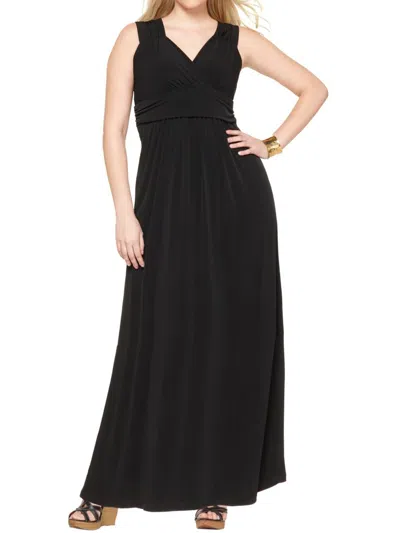 Ny Collection Plus Womens Sleeveless Empire Maxi Dress In Black