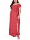 NY COLLECTION PLUS WOMENS SMOCKED LONG MAXI DRESS