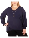 NY COLLECTION PLUS WOMENS V-NECK LONG SLEEVES BLOUSE