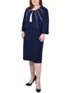Ny Collection Plus Size Two Piece Jacket And Dress Set In Blue