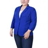 Ny Collection Plus Size Long Sleeve Scuba Crepe Jacket In Blue